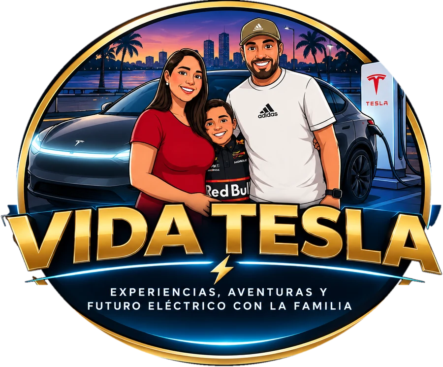 Logo de Vida Tesla: la familia junto a su Model Y